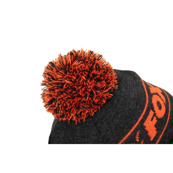 FOX Collection Bobble Black/Orange - pletená čiapka